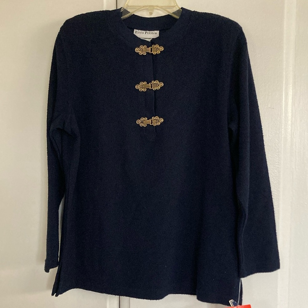 Eddie Pennington Navy Sweater with Gold Accents